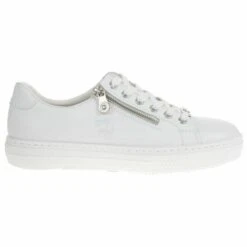 Rieker Womens L59L1 Leather Trainers - White -Fashion Shoe Store Reiker L59L1 83 White 3 6