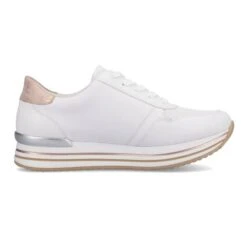 Remonte Womens Wide Fit Trainers - White Rose Gold -Fashion Shoe Store Remonte D1318 80 White 2 6