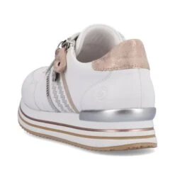Remonte Womens Wide Fit Trainers - White Rose Gold -Fashion Shoe Store Remonte D1318 80 White 3 6