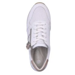 Remonte Womens Wide Fit Trainers - White Rose Gold -Fashion Shoe Store Remonte D1318 80 White 4 6