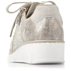 Rieker Womens 53715 Wedge Shoes - Moon Dollaro Rose Metallic Cement -Fashion Shoe Store Rieker 53715 90 Silver 3 6
