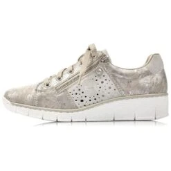 Rieker Womens 53715 Wedge Shoes - Moon Dollaro Rose Metallic Cement -Fashion Shoe Store Rieker 53715 90 Silver 5 6