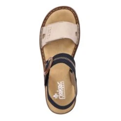 Rieker Womens Adjustable Comfort Sandals - Navy Biege -Fashion Shoe Store Rieker 608Z3 62 Beige 2 6