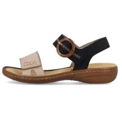 Rieker Womens Adjustable Comfort Sandals - Navy Biege -Fashion Shoe Store Rieker 608Z3 62 Beige 7 6