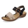 Rieker Womens Adjustable Comfort Sandals - Navy Biege -Fashion Shoe Store Rieker 608Z3 62 Beige 8 6