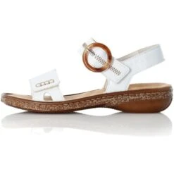Rieker Womens Adjustable Comfort Sandals - White -Fashion Shoe Store Rieker 628Z3 White 4 6