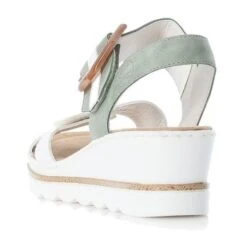 Rieker Womens Adjustable Wedge Sandals - White Green -Fashion Shoe Store Rieker 67476 81 WhiteGreen 3 6