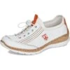 Rieker Womens N42T0 Slip On Shoe - White Orange -Fashion Shoe Store Rieker N42T0 White 1 6