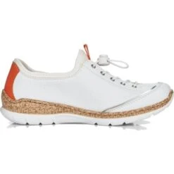 Rieker Womens N42T0 Slip On Shoe - White Orange -Fashion Shoe Store Rieker N42T0 White 2 6