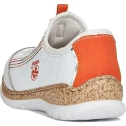 Rieker Womens N42T0 Slip On Shoe - White Orange -Fashion Shoe Store Rieker N42T0 White 3 6