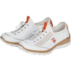 Rieker Womens N42T0 Slip On Shoe - White Orange -Fashion Shoe Store Rieker N42T0 White 6 6