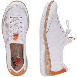 Rieker Womens N42T0 Slip On Shoe - White Orange -Fashion Shoe Store Rieker N42T0 White 7 6