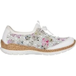 Rieker Womens N42V1 Shoes - Off White Floral -Fashion Shoe Store Rieker N42V1 90 Multi 3 6