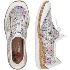 Rieker Womens N42V1 Shoes - Off White Floral -Fashion Shoe Store Rieker N42V1 90 Multi 6 6