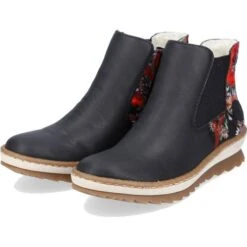 Rieker Womens Zip Up Wedge Chelsea Ankle Boots - Schwarz Multi Schwarz -Fashion Shoe Store Rieker Z8689 00 Black 2 13
