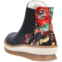 Rieker Womens Zip Up Wedge Chelsea Ankle Boots - Schwarz Multi Schwarz -Fashion Shoe Store Rieker Z8689 00 Black 7 13