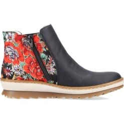 Rieker Womens Zip Up Wedge Chelsea Ankle Boots - Schwarz Multi Schwarz -Fashion Shoe Store Rieker Z8689 00 Black 8 13