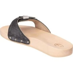 Scholl Womens Pescura Flat Wooden Slide Sandal - Black -Fashion Shoe Store Scholl PescuraFlat Black 4 5