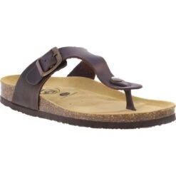 Plakton Womens San Sebastian Toe Post Sandals - Dark Brown