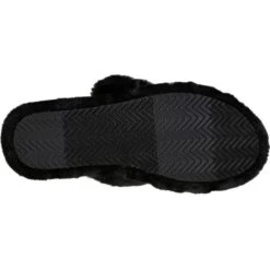 Skechers Womens Cozy Wedge Vegan Faux Fur Slide Slippers - Black Black -Fashion Shoe Store Skechers CozyWedge Black 3 5