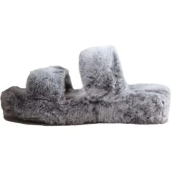 Skechers Womens Cozy Wedge Vegan Faux Fur Slide Slippers - Grey -Fashion Shoe Store Skechers CozyWedge Gray 2 5
