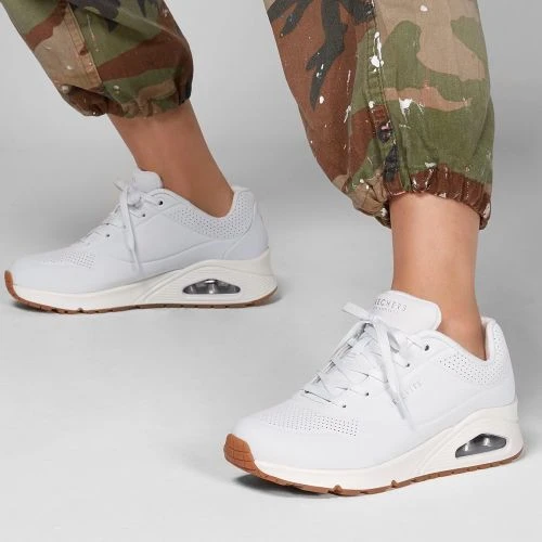 Skechers Womens Uno Stand On Air Trainers - White 8 Skechers Womens Uno Stand On Air Trainers - White - Image 6
