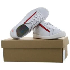 Softinos By Fly London Womens Iddy Trainers - White Red Elastic -Fashion Shoe Store Softinos Iddy WhiteRed TOP 6