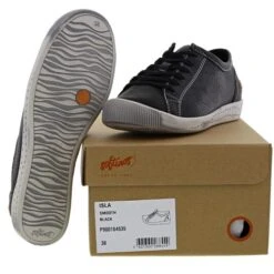 Softinos By Fly London Womens Isla Leather Trainers - Black Smooth -Fashion Shoe Store Softinos Isla SmoothBlack20 SOLE 11