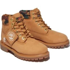 Timberland Junior Womens 6 Inch Premium Waterproof Yellow Boots - Wheat Camo - A2FQ3 -Fashion Shoe Store Timberland A2FQ3 WheatCamo 5 7