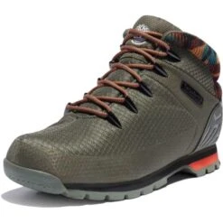 Timberland Mens Euro Sprint Fabric Mid Waterproof Ankle Boots - Dark Green Camo - A2K7Q -Fashion Shoe Store Timberland A2K7Q DarkGreenMesh 6 11