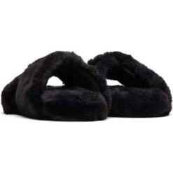 Toms Womens Susie Vegan Cross Over Slippers - Black Faux Fur 11 Toms Womens Susie Vegan Cross Over Slippers - Black Faux Fur -Fashion Shoe Store Toms SusieSlipper Black 1 5