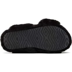 Toms Womens Susie Vegan Cross Over Slippers - Black Faux Fur 12 Toms Womens Susie Vegan Cross Over Slippers - Black Faux Fur -Fashion Shoe Store Toms SusieSlipper Black 2 5