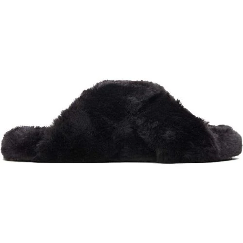 Toms Womens Susie Vegan Cross Over Slippers - Black Faux Fur 8 Toms Womens Susie Vegan Cross Over Slippers - Black Faux Fur - Image 6