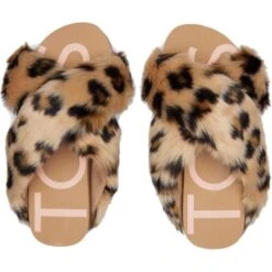 Toms Womens Susie Cross Over Vegan Slippers - Natural Leopard -Fashion Shoe Store Toms SusieSlipper NaturalLeo 6 11