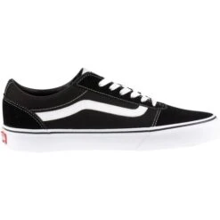 Vans Mens Ward Trainers - Black White -Fashion Shoe Store Vans WardSuedeCanvas BkWhite 3 8