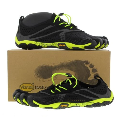 Vibram Five Fingers Mens V-Run Vegan Barefoot Shoes - Black Yellow 6 Vibram Five Fingers Mens V-Run Vegan Barefoot Shoes - Black Yellow - Image 4