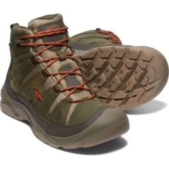 Keen Mens Circadia Mid Waterproof Walking Boots - Dark Olive Potters Clay -Fashion Shoe Store WPM DarkOlivePottersClay 6804804