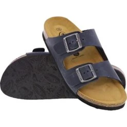 Plakton Womens Malaga Adjustable Slide Sandals - Marino Blue -Fashion Shoe Store alaga 180010 MARINO328X A855262