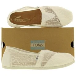 Toms Womens Classic Lace Slip On Espadrille Shoes - White Lace -Fashion Shoe Store assic WhiteLace PAIR Extra656057
