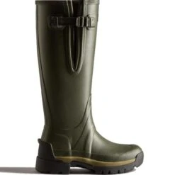 Hunter Womens Balmoral Side Adjustable Neoprene Wellies - Dark Olive -Fashion Shoe Store djTechSoleTall DarkOlive 1728321