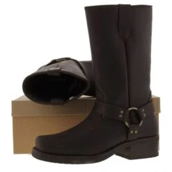 Gringos Woodland Mens Harley High Biker Cowboy Harness Boots - Brown -Fashion Shoe Store eyM156B DkBrown PAIR Extra600498