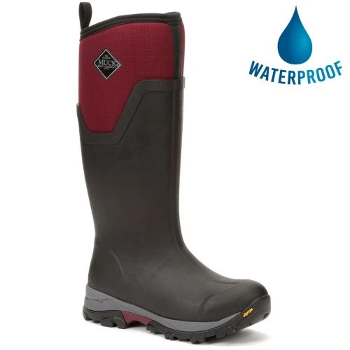 Muck Boots Womens Arctic Ice Tall Wellington Boots - Black Maroon 3 Muck Boots Womens Arctic Ice Tall Wellington Boots - Black Maroon