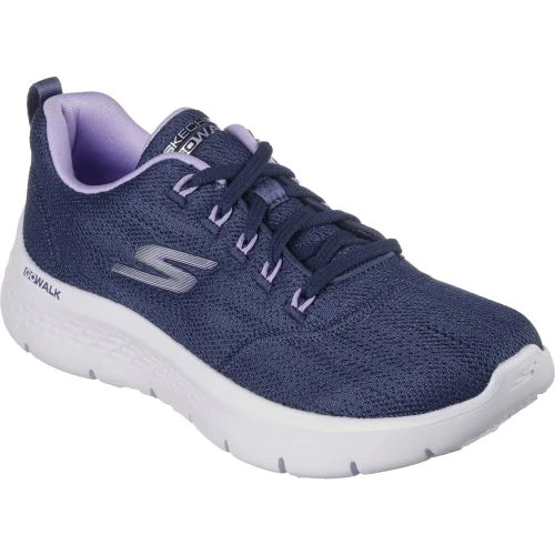 Skechers Womens Go Walk Flex Striking Look Trainers - Navy Lavender 3 Skechers Womens Go Walk Flex Striking Look Trainers - Navy Lavender