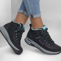Skechers Womens Arch Fit Elevation Gain Waterprood Walking Boots - Black Blue -Fashion Shoe Store overElevationGain BkBlue 2801916