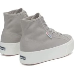 Superga Womens 2708 Vegan Hi Top Trainers - Grey Colomba White -Fashion Shoe Store p GreyColombaWhiteAvorio 3800087 1
