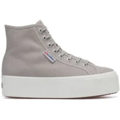 Superga Womens 2708 Vegan Hi Top Trainers - Grey Colomba White -Fashion Shoe Store p GreyColombaWhiteAvorio 5800089 1