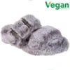 Skechers Womens Cozy Wedge Vegan Faux Fur Slide Slippers - Grey -Fashion Shoe Store ps3216 v