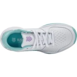 K-Swiss Womens Court Express HB Tennis Shoes - White Angel Blue Sheer Lilac -Fashion Shoe Store ressHB WhiteAngelBlSheer 5793237