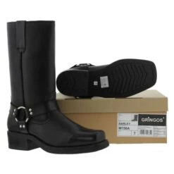 Gringos Woodland Mens Harley High Biker Cowboy Harness Boots - Black -Fashion Shoe Store rleyM156A Black SOLE Extra600441 7