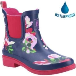 Hush Puppies Womens Minnie Wellington Boots - Floral Navy Pink